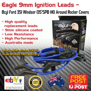 Eagle 9mm Ignition Leads Fit V8 Ford 351 Windsor 135°SPB HEI Around Covers Blue - Picture 1 of 5