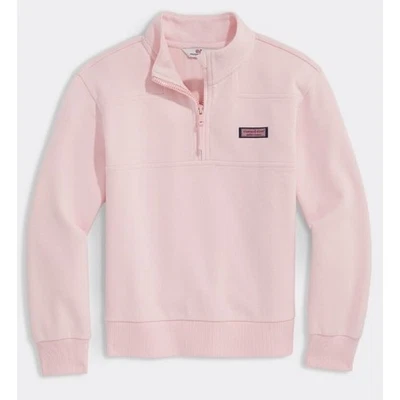 Vineyard Vines Surf Terry Shep Shirt Sweatshirt Girls XL (16) Pink Quarter Zip - Image 1 of 4