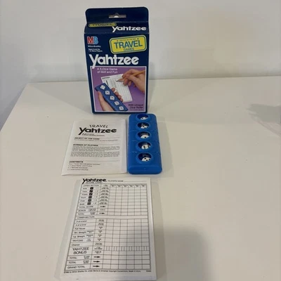Vintage Yahtzee Travel Games 1989 Milton Bradley Game With Unique Dice Roller  - Image 1 of 4