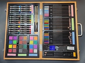 Gallery Art Set 102 pz Scatola Legno Massello Artista Matite Acquerello Pittura Pastelli - Foto 1 di 13