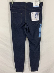 New - HUE Skinny Mid-Rise sz: L (32.5w x 29.5L) Dark BLUE Stretch Jeans Jeggings - Picture 1 of 12
