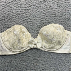 Vintage 3 Victoria Secret BH 34A Demi 1908 Ivory Spitze Satin Trägerlos - Bild 1 von 10