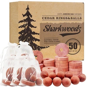 Cedar Blocks for Clothes Storage 50 Pack - 100% Natural Aromatic Cedar Rings ... - Picture 1 of 9