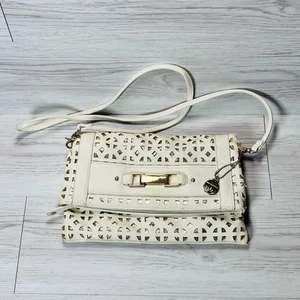Bolso Bandolera Big Buddha Oro Blanco Correa Cartera Bolso sin asas Rectángulo Plegable Cremallera - Imagen 1 de 22