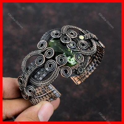 Brazalete Ovalado Natural Australiano Cromo Calcedonia Cobre Madre Alambre Envuelto Foto 1 de 4