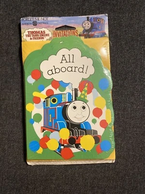 New Thomas the Tank Engine Birthday Invitations 8 Cards Envelope 1992 All Aboard - Image 1 of 3