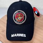 NWT United States Marines Black Baseball Hat Cap Strap Back USMC  Wool Blend