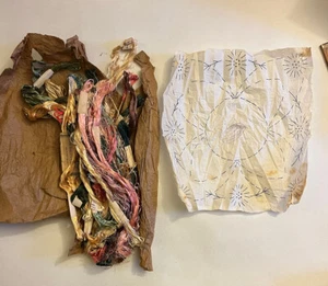 Vintage Bundle Of Embroidery Silks. Multi-coloured. Plus Ink Transfer. 30’s-40’s - Picture 1 of 8