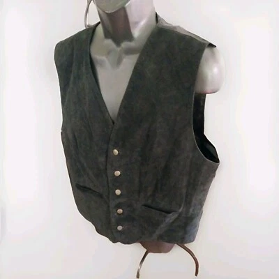 Chaleco de Cuero Cuenca Vintage Negro Gamuza Vaquero Occidental Para Hombre Talla M ¡Leer! Foto 1 de 4
