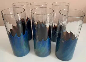 BLACK SHEEP STUDIOS (California) Art Glass "Wave" Tumblers (Set of 6) - Signed - Picture 1 of 10