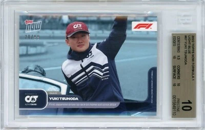 2022 TOPPS NOW FORMULA 1 LIGHT BLUE 28/99 #67 YUKI TSUNODA BGS PRISTINE 10 - Image 1 of 2