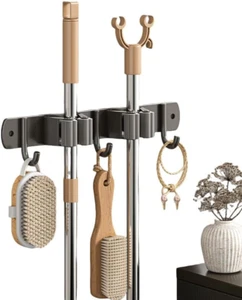 Broom Holder Wall Mount Mop Hanger Garden Tool Storage Rack - Laundry Room Organ - Picture 1 of 12