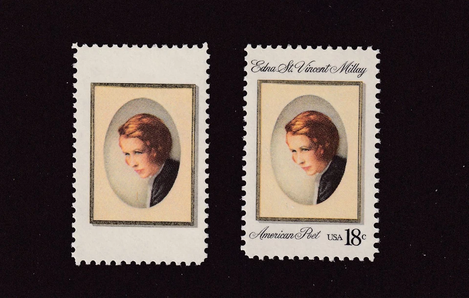 1981 Edna St. Vincent Millay Sc 1926a black engraving missing error single MNH - Image 1 of 1