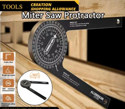 SHOPELEGANCE 360° Aluminum Miter Saw Protractor Angle Finder for Woodworking Measuring Tool