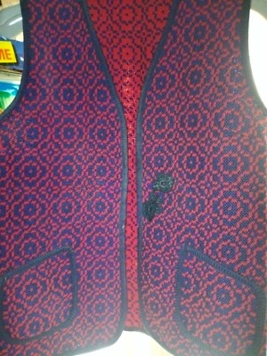 vintage welsh tapestry red waistcoat wales - Image 1 of 3