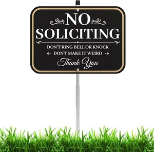 No Soliciting Sign for House, No Soliciting Yard Sign 14" X 10"/28 Inch High, Me - Picture 1 of 7