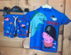 Worn in Good Condition Next Boys George Pig Sun Protection suit Age 3-6 Months - Picture 1 of 11