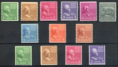 United States 1939 Coils Scott# 839-851 Mint VF/XF OG Never Hinged Pristine - Image 1 of 2