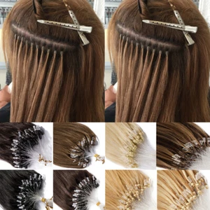 Micro Ring Haarverlängerung Loop Tip Russisches Remy Echthaar Extensions Strähne - Bild 1 von 41