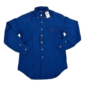 Camisa Polo Ralph Lauren Manga Larga Calce Clásico Lino con Bolsillo para Pony - Azul Marino - Imagen 1 de 2