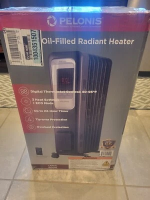 Calentador de espacio portátil radiante eléctrico digital lleno de aceite de 1.500 vatios Foto 1 de 4