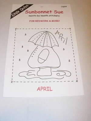 5 1/2" Sunbonnet Sue Redwork & MORE Quilt Block Pattern EMBROIDERY CRAFTS APRIL - Image 1 of 3
