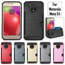 For Motorola Moto E4 Active Case Hybrid Dual Layer Protect Cover w/ Card Holder