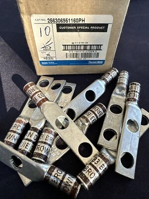 Lot 10 T&B 256306951160PH Copper Tin Plated 2-Hole Lug Long Barrel No2 3/8B Brow - Image 1 of 2