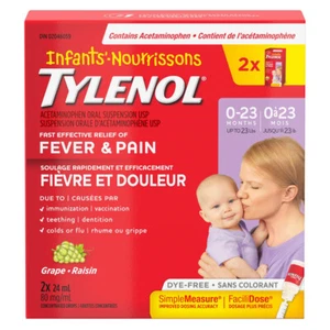 TYLENOL Infant's Tylenol Pain Reliever Grape Drops - 24mL, 2-pack - Picture 1 of 3