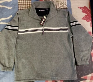Ferruche Herren Größe Large L Fleece 1/4 Reißverschluss Pullover mit Streifen grau - Neu mit Etikett - Bild 1 von 12