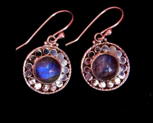 Earrings For Bridesmaids 1.25 Inches ! 925 Pure Silver Round Shaped Moonstone - Bild 1 von 7