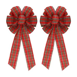 2 Pcs 16 x 8 Inch Large Christmas Red and Green Bows Gold Wreaths Bow for Gif... - Picture 1 of 7