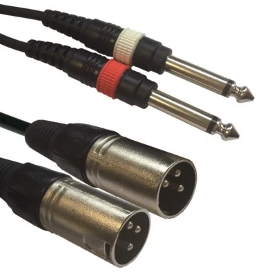 ADAPTER KABEL 2x  Klinke 6,3mm auf 2x XLR male 1,5m Signalkabel  Verstärker  NEU - Bild 1 von 4