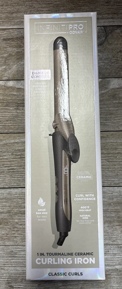 InfinitiPro Conair Nano Tourmaline Ceramic Curling Iron 1" ~New/Damaged Box - Image 1 of 4
