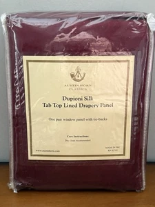 AUSTIN HORN DUPIONI 100% SILK BURGUNDY LINED TAB TOP PANELS CURTAINS 100X84” - Picture 1 of 10