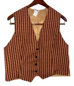 Saddleseat Show Weste Reed Hill Damen XL 16 kariert rot gold Reitsport Vintage - Bild 1 von 10