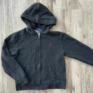 Polo Ralph Lauren Full Zip Sweatshirt Hoodie Boy Large 14-16 Dark Gray - Picture 1 of 7