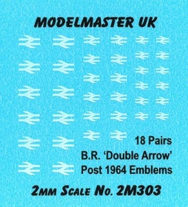 Modelmaster 2M303 BR Double Arrow Logos White N Gauge Waterslide Transfers - Picture 1 of 1