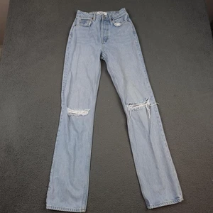 Reformation Cynthia Jeans Damen 25 helle Waschung hoher Bund geripptes Knie - Bild 1 von 12