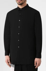 Kazuyuki Kumagai Attachment Button Shirt Men SZ 3 L Made in JAPAN BLACK - Picture 1 of 11
