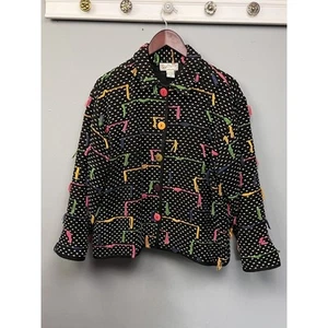 New Directions Blazer Jacket Womens Medium Colorful Tassel Button front Cotton - Picture 1 of 5