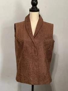 Coldwater Creek Women’s Leather Vest Chocolate Lined Western Cowgirl Size Medium - Picture 1 of 9