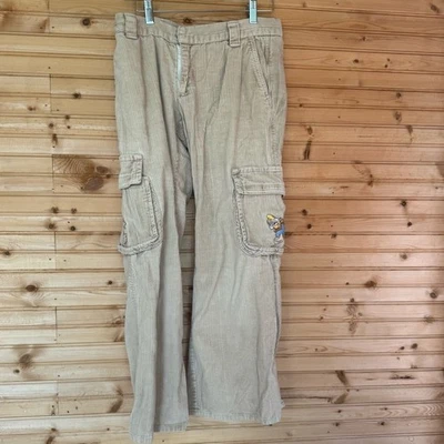 Pantalones cargo de pana siete enanitos parches blancanieves pierna ancha 32" ancho x 29" largo Foto 1 de 4