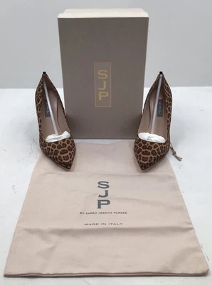 Zapatos de tacón alto Sarah Jessica Parker leonado satinado leopardo talla 36,5 Foto 1 de 4