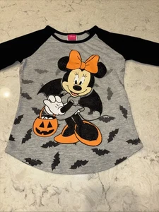 Disney Girls Adorable Halloween Shirt Minnie Mouse Bats Size Small 6/6X - Picture 1 of 8