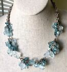 Aaa Gemstone Aquamarine And Apatite Cluster Necklace On Sterling Silver Chain