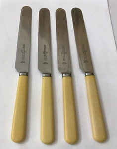 Vintage 4 X Nowill & Sons Firth Celluloid 24.5cm Butter Dinner Knives Cutlery - Picture 1 of 6