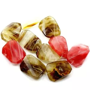 Large Cherry Brown Crystal Quartz Volcano Faceted Nugget Bead 15" 40mm (QZ97)f - Picture 1 of 8