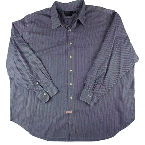 Vintage Polo Ralph Lauren Shirt Men's 4XB Striped Purple Blue L/S Curham Button - Picture 1 of 14