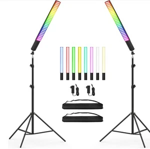 RGB Fotografie Leuchtstab 2er Pack Foto Dimmbar LED Leuchtstab EIN LADEGERÄT - Bild 1 von 11